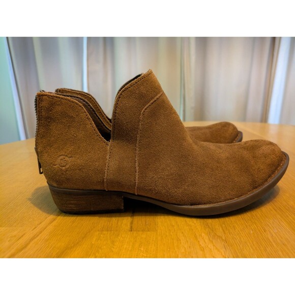 Born Women’s Shari II Brown Suede Ankle Booties Size 8M Back Zip Biker Moto - Picture 1 of 9